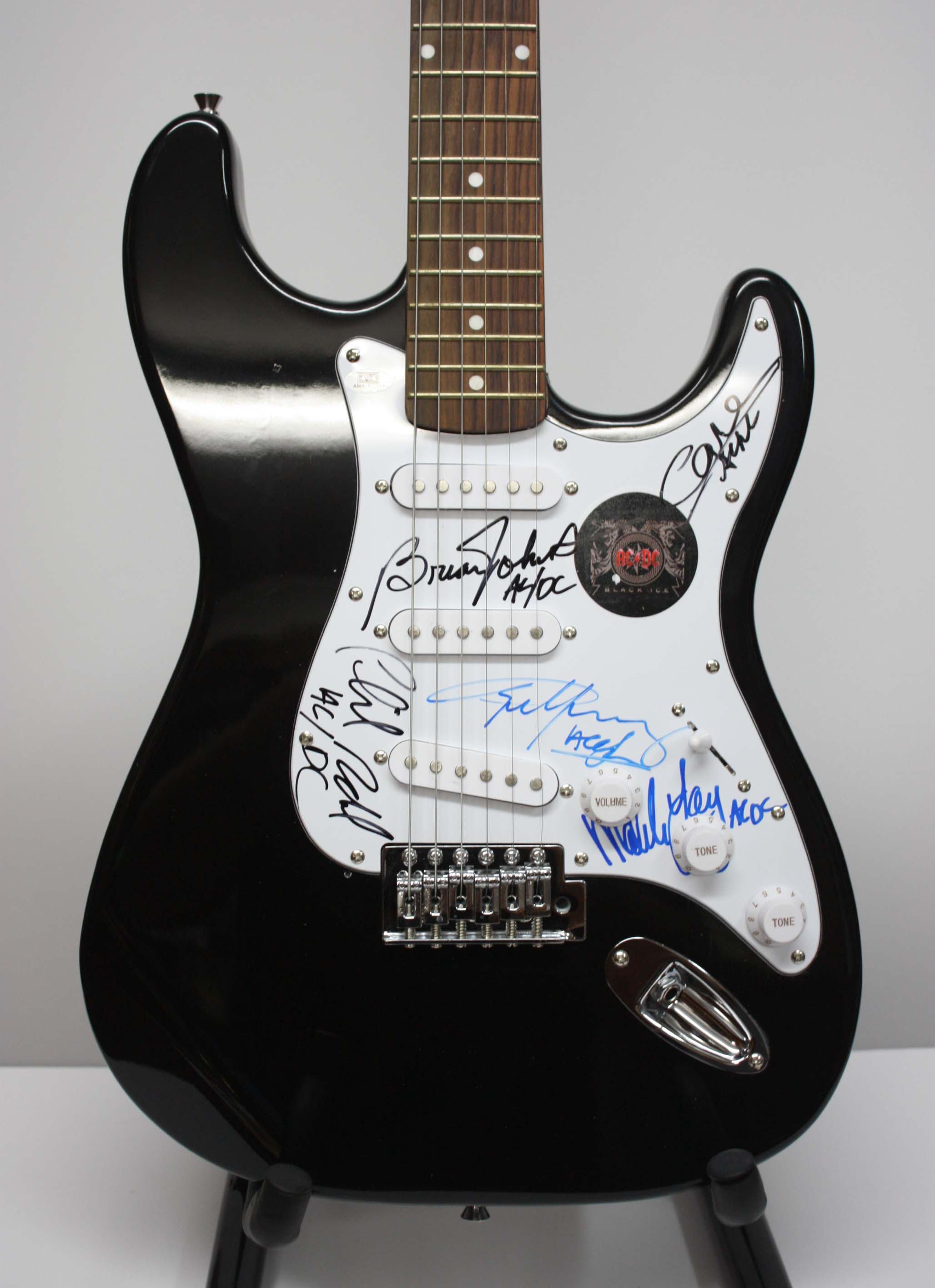 ACDC Black Stratocaster Electric Guitar :: Australian Memorabilia ...